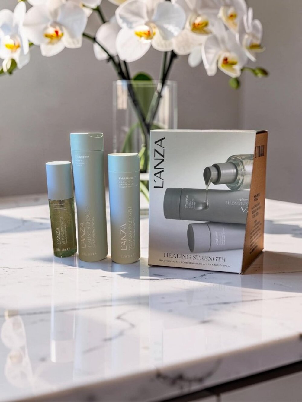 L’anza Healing Strength Shampom, Conditioner & Silk Serum Holiday Gift Set